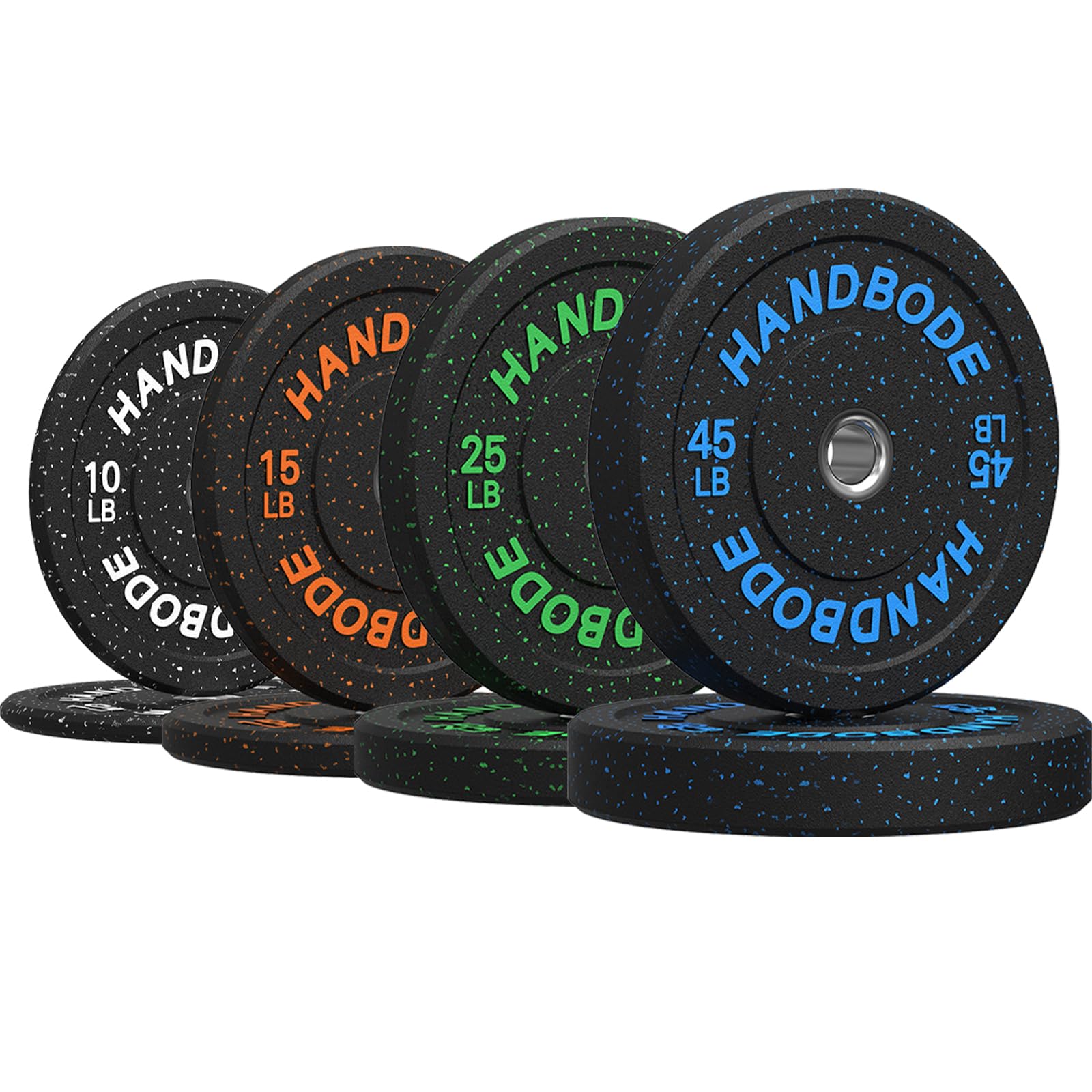 HANDBODE 2-Inch Weight Plates High Bounce, Olympic Bumper Plate Set 45/100/160/190/260/300lb, Colored Weight Plates Set for Home Gym, Barbell Weights
