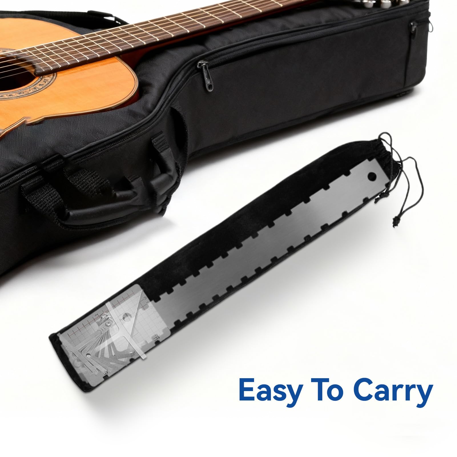 13 strumenti per liutaio per chitarra, tra cui righello per collo, righello ad arco, righello per corda, righello per livellamento e borsa in flanella, per impostazione chitarra e basso (argento)