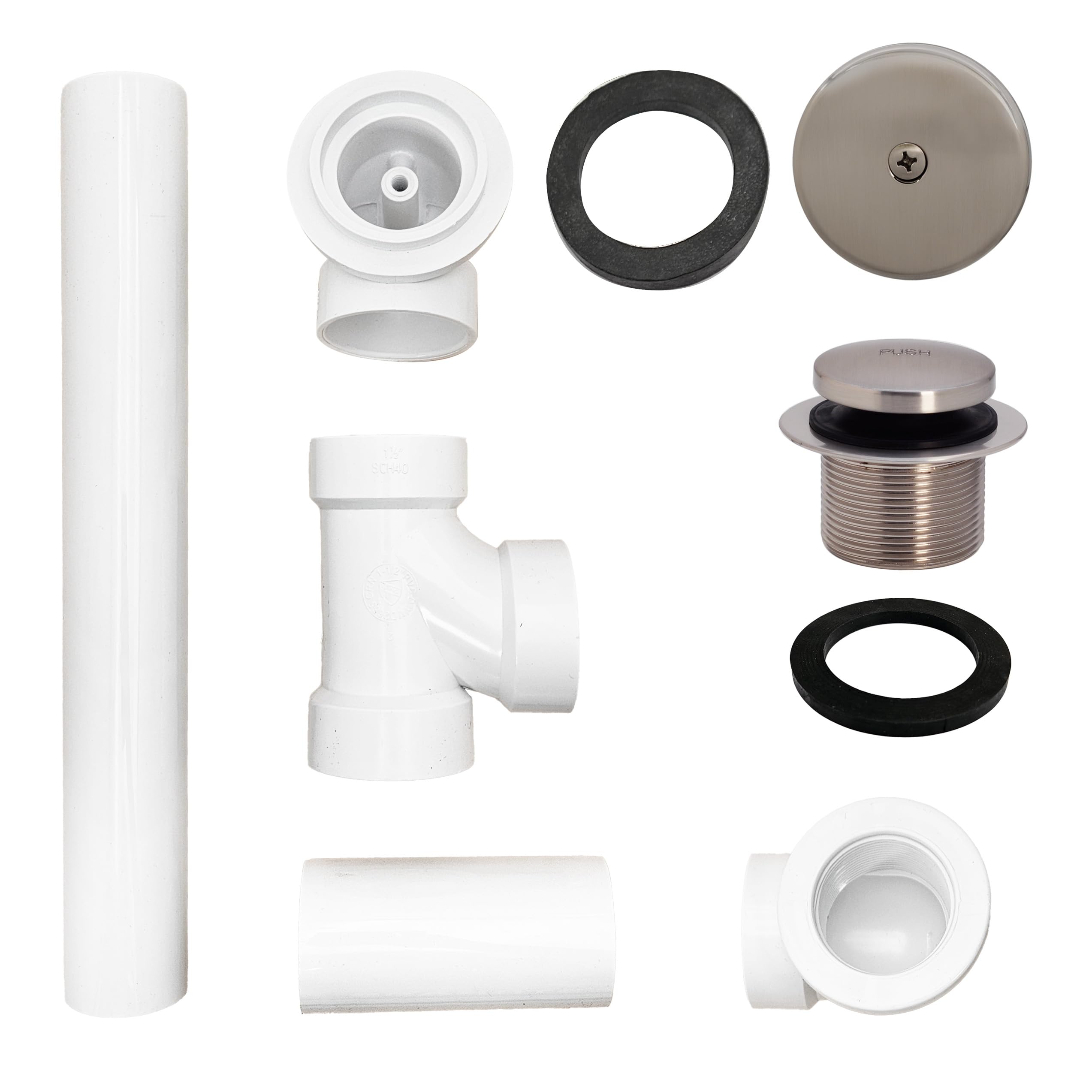 Westbrass D49321-20 Punta del Dedo del pie SCH. 40 residuos de baño de PVC con Codo de un Agujero, Metalizado