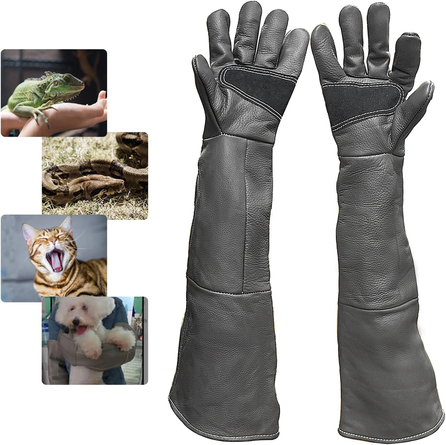 Animal Handling Gloves Bite Resistant, 60cm/ 23.6In Bite Proof Glove for Welding, Gardening, Handling Cat/Dog/Bird/Snake/Lizard/Falcon/Reptile, Anti-Bite Work Gloves (Deep Color)