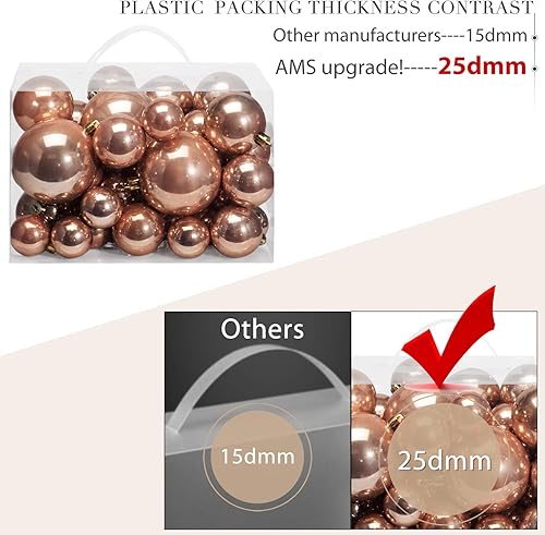 Vista 234 de AMS - Adornos chapados, bolas de Navidad, para decoración de fiestas de vacaciones, colección de árbol para boda, Acción de Gracias, fiesta