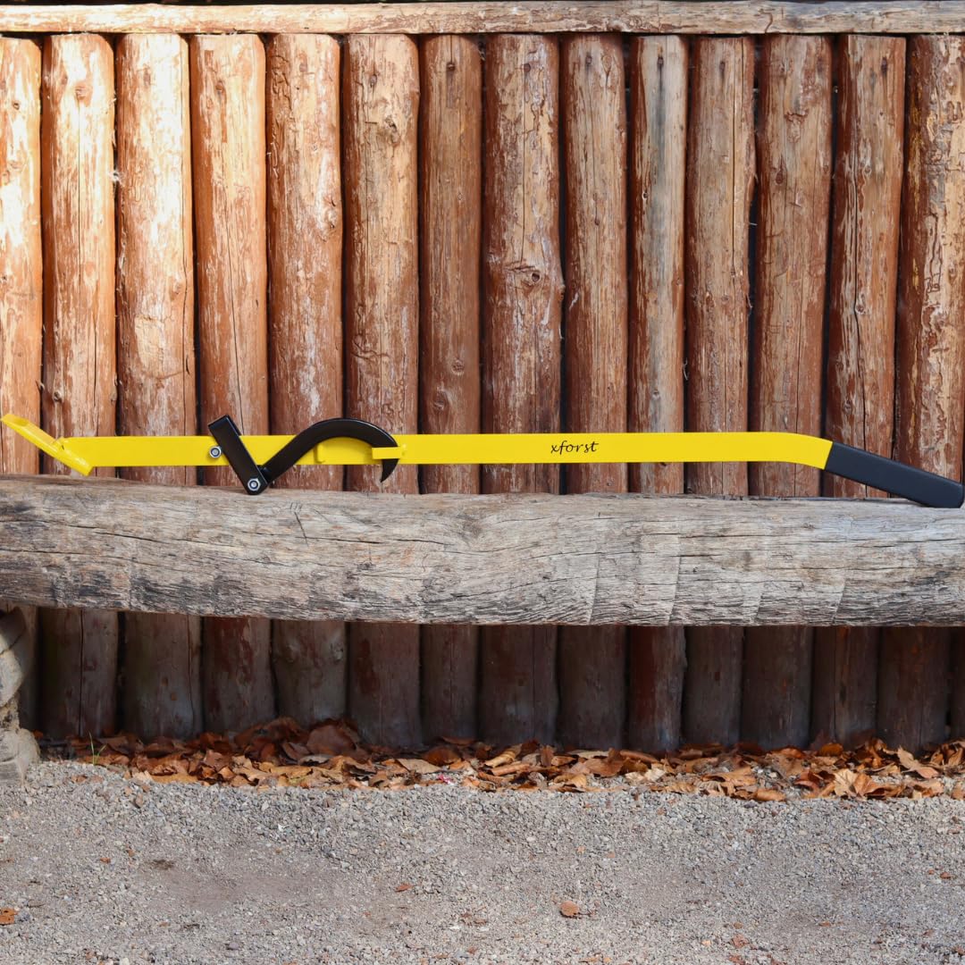 Xforst Levier d'abattage 130 cm – Cric de tronc & spatule avec crochet d'arête | Aide à l'abattage robuste avec poignée antidérapante X-FH130