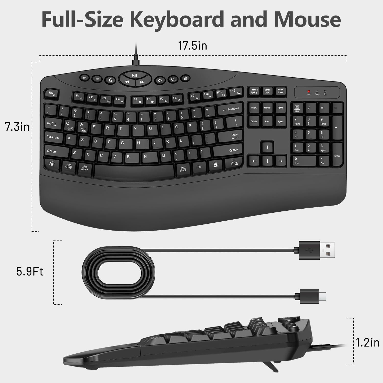 Wired Ergonomic Keyboard, Full-Size USB Computer Keyboard with Wrist Rest 7 71rcC+d0a2L. AC SL1500