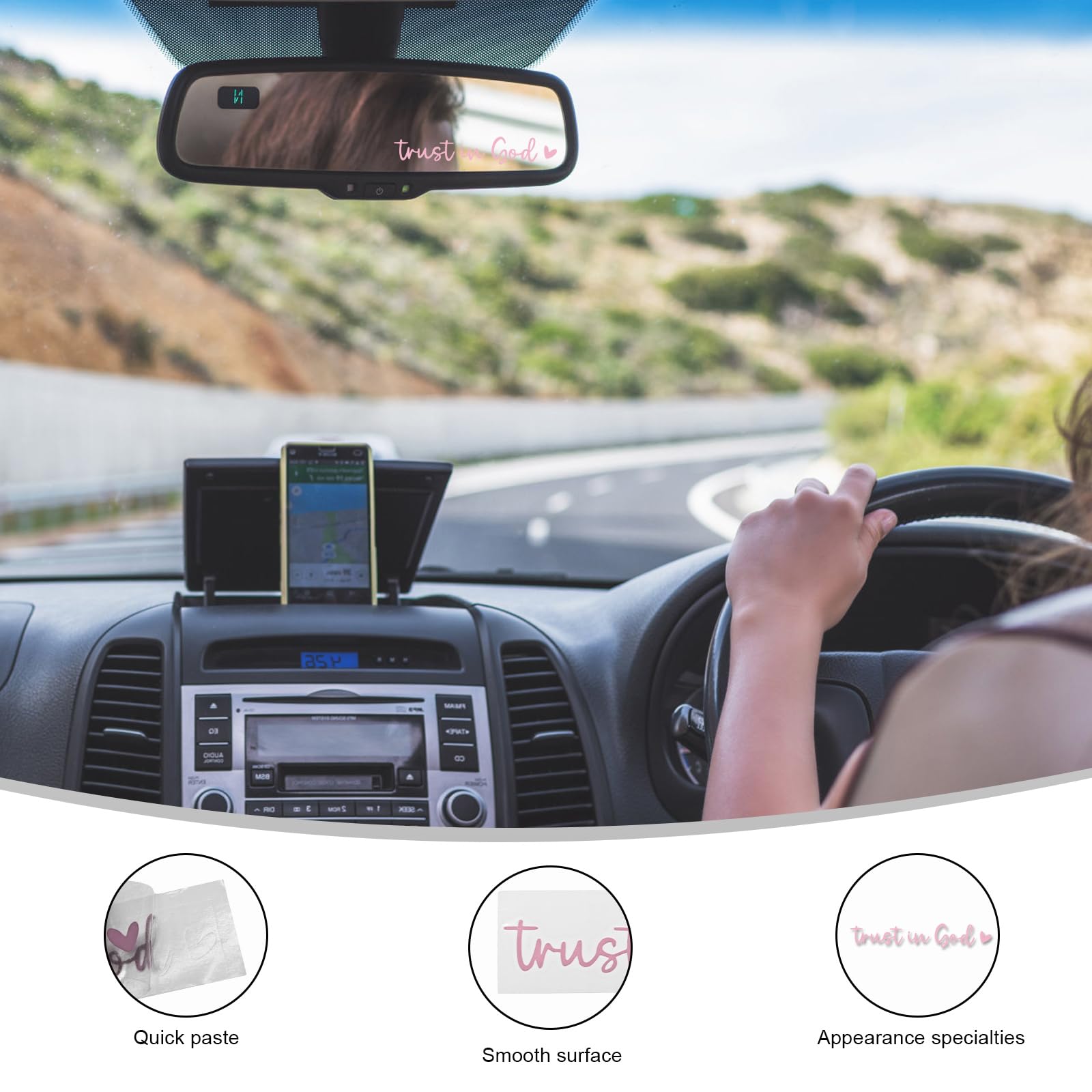 2 PCS Trust in God Rearview Mirror Decals Automotive Vinyl Rear View Mirror Decorative Stickers Waterproof Trust in — view 3