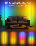 Lampe de sol d'angle, Smart RGB LED Lampe d'angle avec l'application & Remote, lampe de sol moderne avec 16 Millions de couleurs, Synchronisation de musique, Modes de scène, Lampes debout changeantes de couleur pour le salon, Chambre-Noir