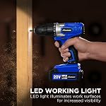 AVID POWER 20V Ensemble de forage sans fil pour la maison DIY & Projets débutants - Léger Power Perceuse avec chargeur de batterie & 22 Bits, vitesse variable, 3/8" Keyless Chuck, idéal pour l'assemblage de meubles (bleu)