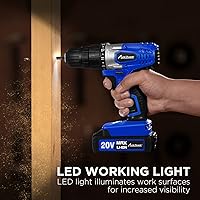 Vista 6 de AVID POWER Juego de taladro inalámbrico de litio de 20 V Max, kit de taladro eléctrico con batería y cargador, portabrocas sin llave de 3/8