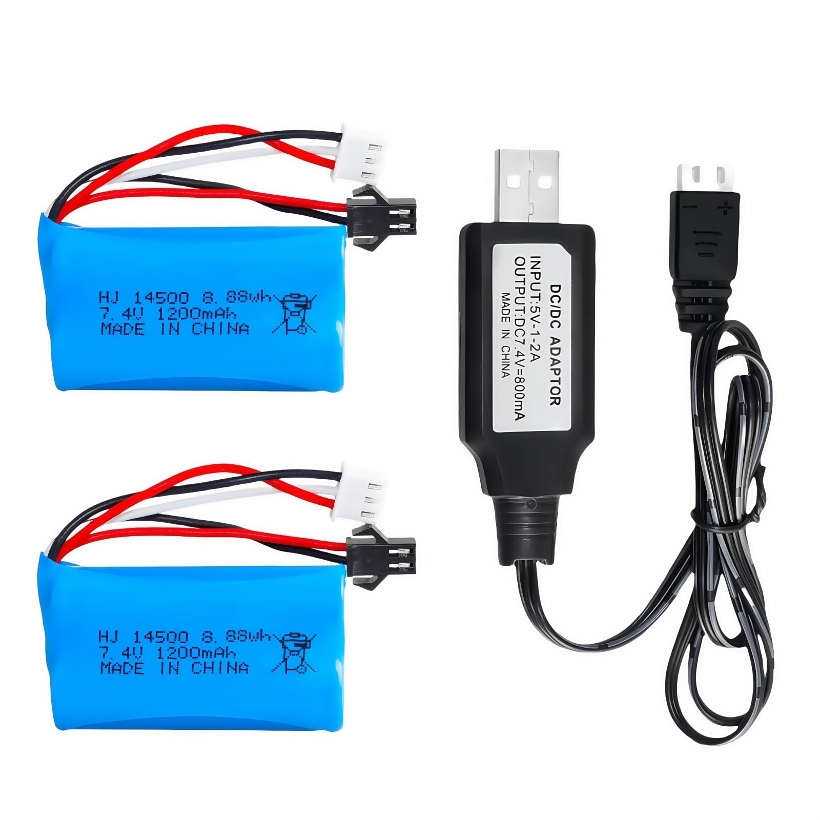 HHZ 2 pcs 7.4V 1200mAh 5C Li-on Battery SM-2P Plug for Airsoft Gun Water Ball Gun Battery Gel Blaster