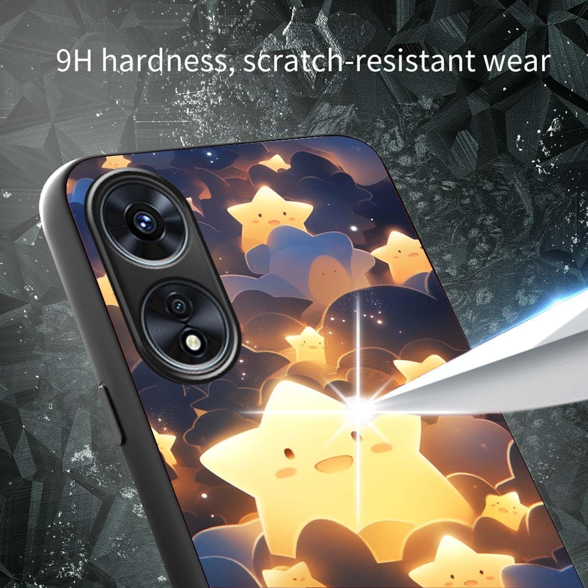 GOKEN Cover per Honor X8a, Custodia in Silicone TPU Morbido con Vetro Temperato sul Retro, Design di Motivi Eleganti, Case Antiurto e Bumpe -117
