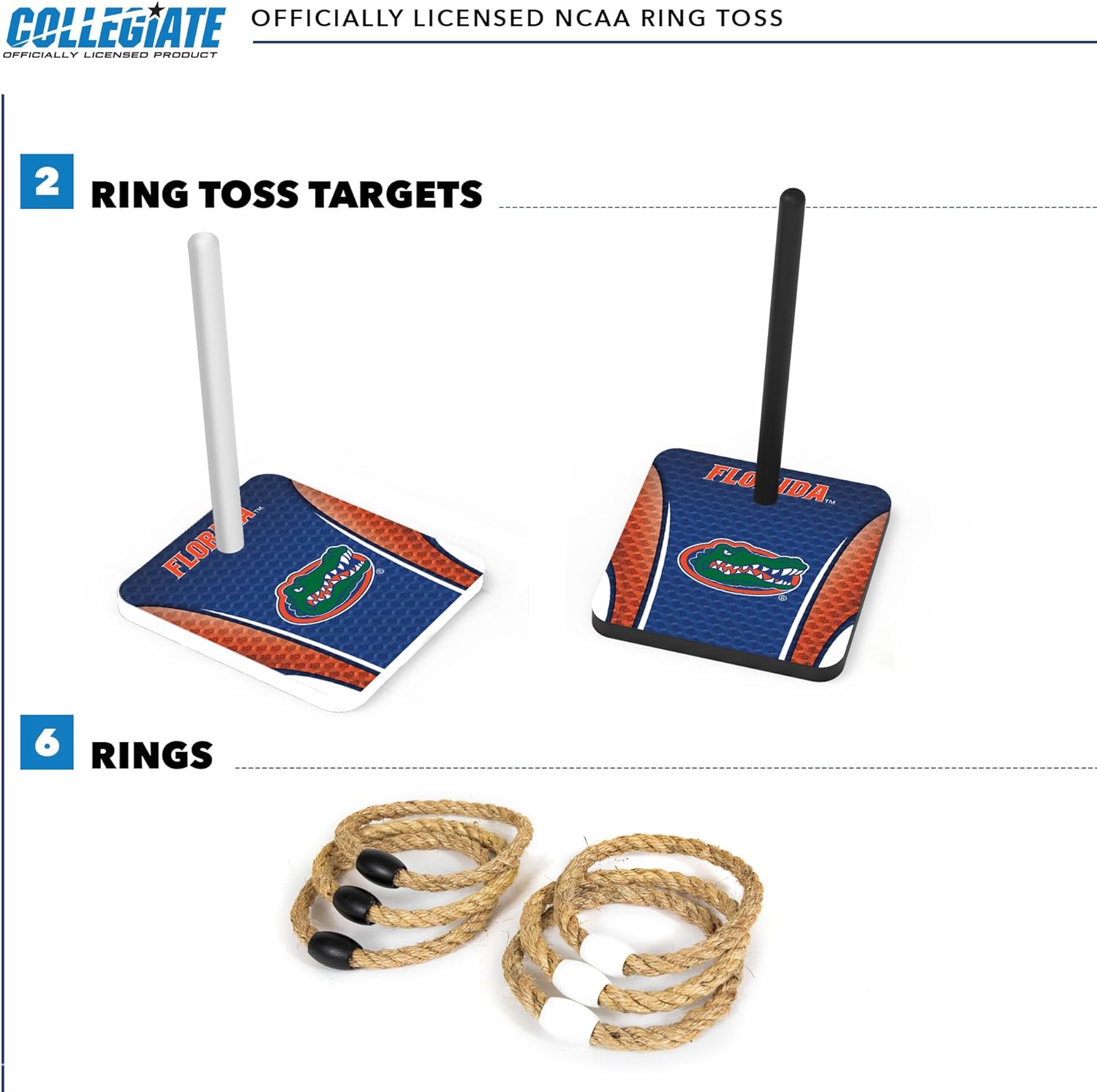 Wild Sports College Quoits Set with Direct Print HD Team Graphics – Tailgate Ring Toss Game – Great Gift for Any NCAA Fan! Ring Toss Family Outdoor Games for The Beach, BBQ, or Tailgate Party