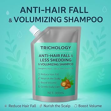 Trichology Anti-Hair Fall & Less Shedding & Volumizing Shampoo - Strengthens Roots, Nature Shampoo Oil Control & Scalp Nourishment, Adds Thickness & Shine for Men & Women (2Pcs)