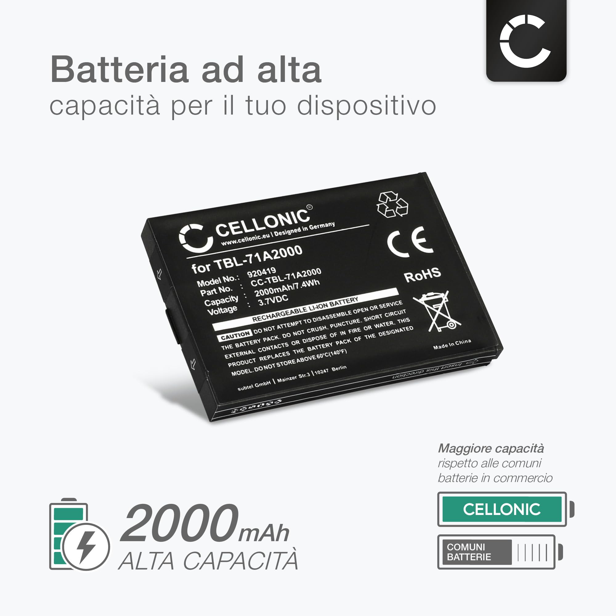 CELLONIC 2x Batteria per Router e hotspot mobili Compatibile con TP-Link M7000, M7200, M5350, TBL-71A2000 – (2000mAh, 3.7V)