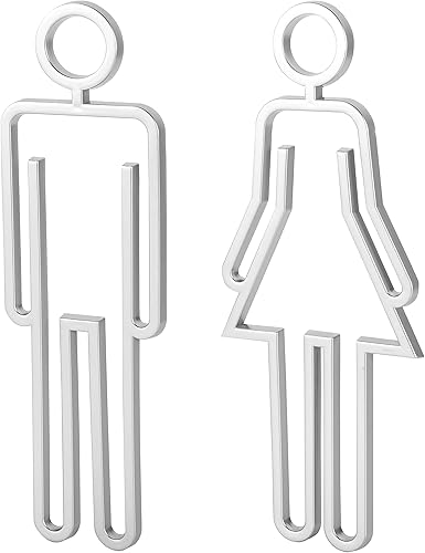 Miniatura 9 de Letrero de baño acrílico con respaldo adhesivo para hombres y mujeres, letreros de puerta de baño, letreros de baño para negocios, señalización de