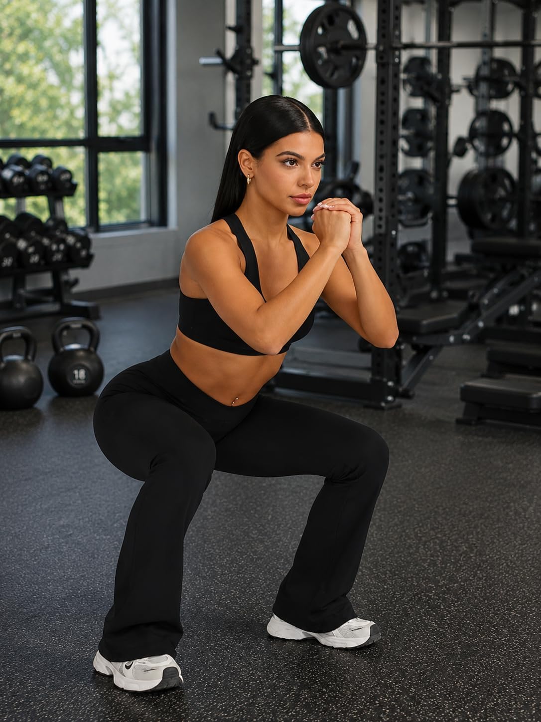 Women's Crossover Flare Leggings with Pockets, High Waisted Tummy Control Bootcut Yoga Pants
