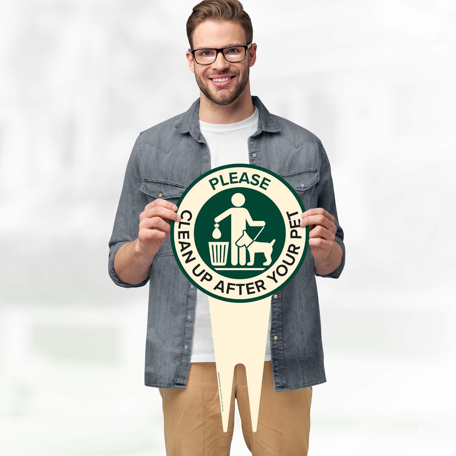 Please Clean Up After Your Pet Sign 11"x21", Heavy Duty Integrated Ground Stakes, Indoor/Outdoor Use, Rust Free Aluminum Composite, Made in USA by My Sign center