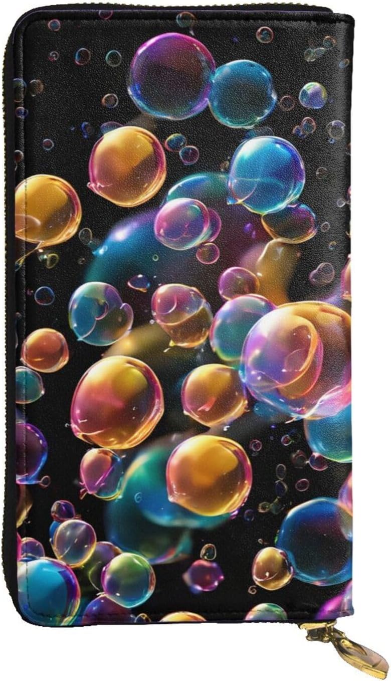 Stylish Colorful Rainbow Stars Long Leather Wallet Purse With Zipper â€“ Coin Purse Clutch Bag, Credit Card Phone Wallet For Women And Men, Casual Travel Large Capacity