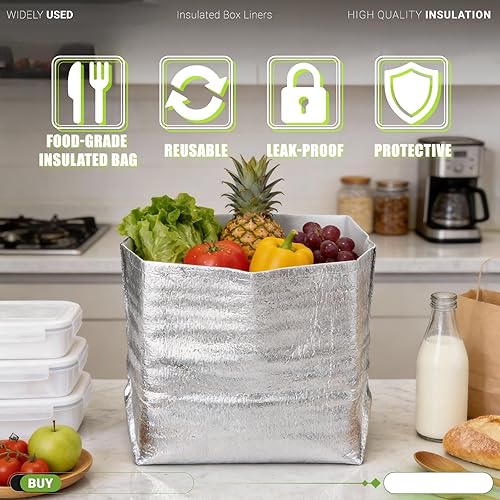 Bolsas térmicas reutilizables aisladas de 13 x 8.5 x 12 pulgadas, paquete de 4 forros térmicos para lonchera, bolsa de compras, forro de