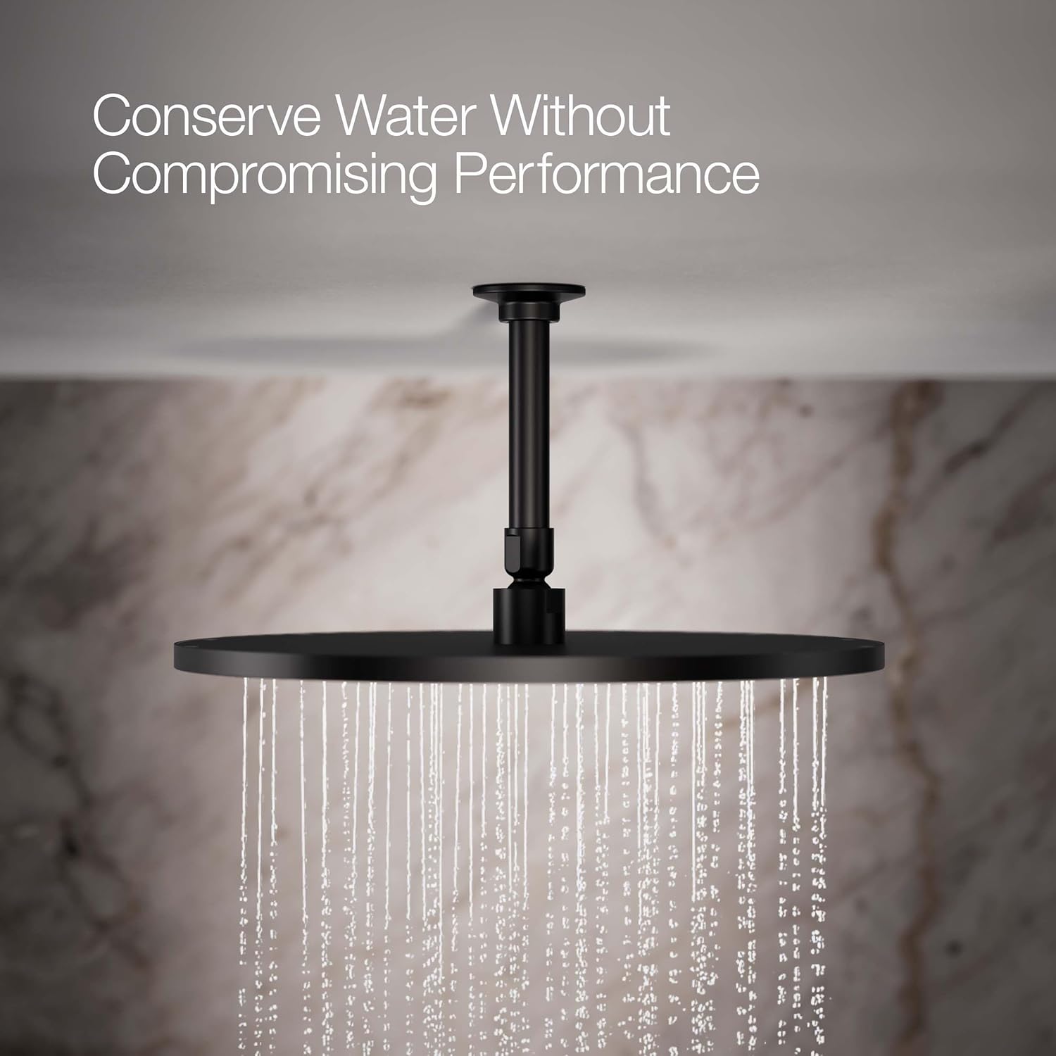 Kohler 13691-BL Contemporary Round 14” single-function rainhead, 2.5 gpm, Matte Black