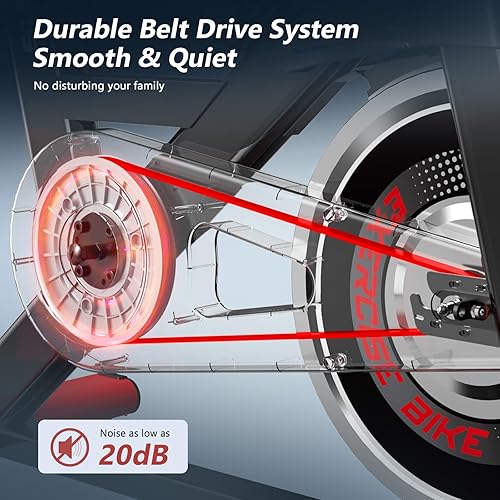 Miniatura 4 de POOBOO Bicicleta estática para gimnasio en casa, resistencia magnética, bicicleta de ciclismo interior con cómodo cojín de asiento y soporte para