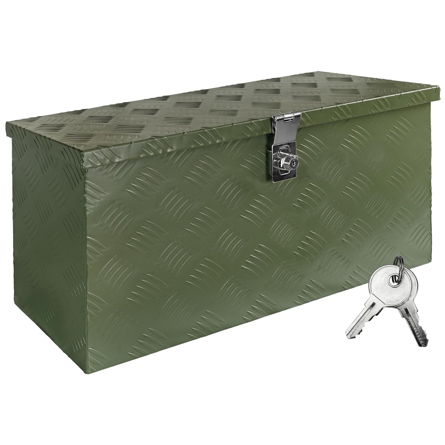 Trucky Caja de herramientas verde para barras de remolque, caja de aluminio, con tapa, con cerradura, caja de aluminio, caja de transporte, caja de herramientas, caja de aluminio