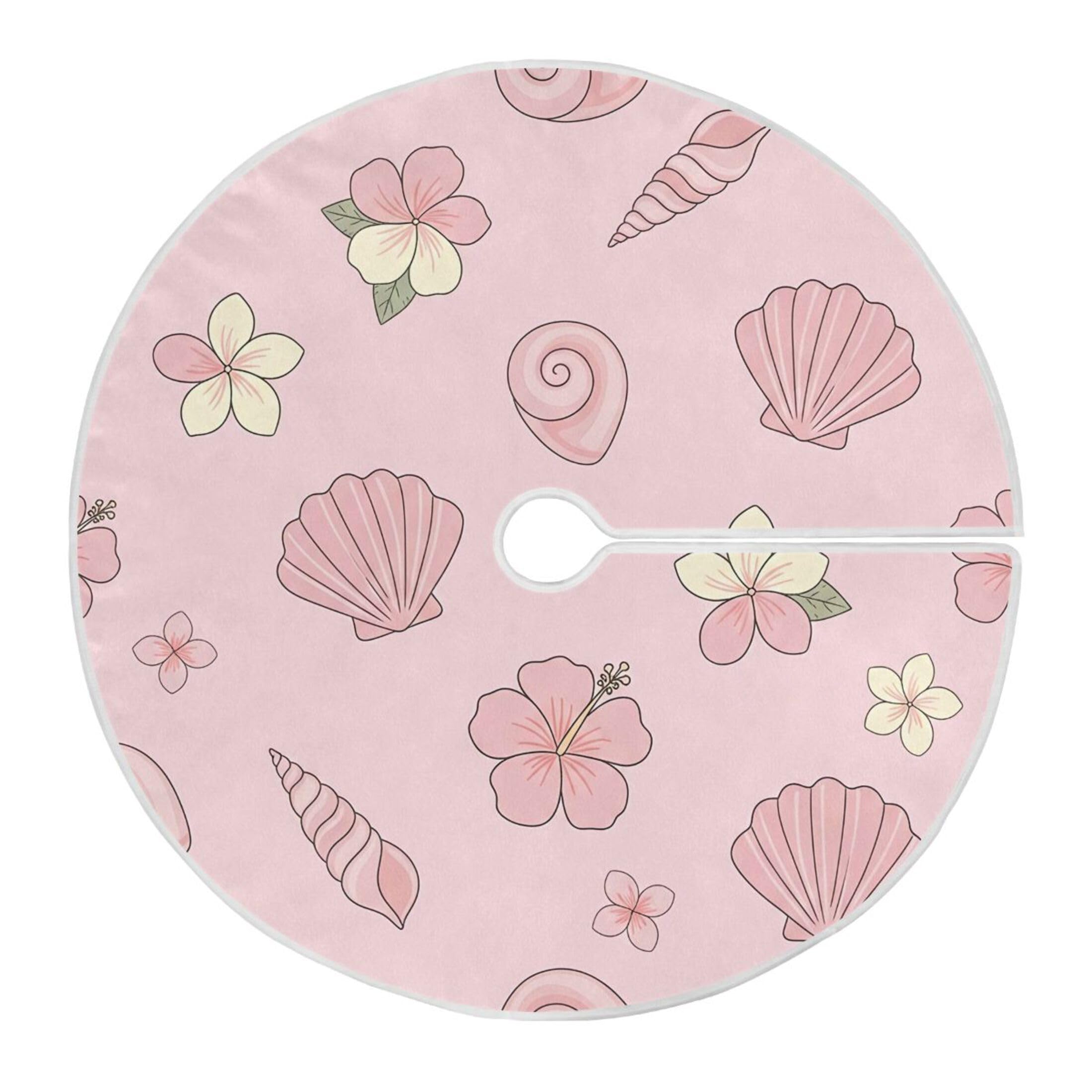 Fuauuyl Seashells Christmas Tree Skirt 36 in Indoor Outdoor Tree Mat for Farmhouse Holiday Party Decoration