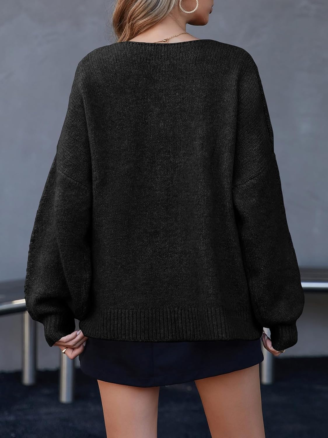 Saodimallsu Womens Tie Front Cardigan Sweaters Cute Bow Puff Long Sleeve 2025 Fall Loose Ribbed Knit Trendy Sweater Tops - Image 5