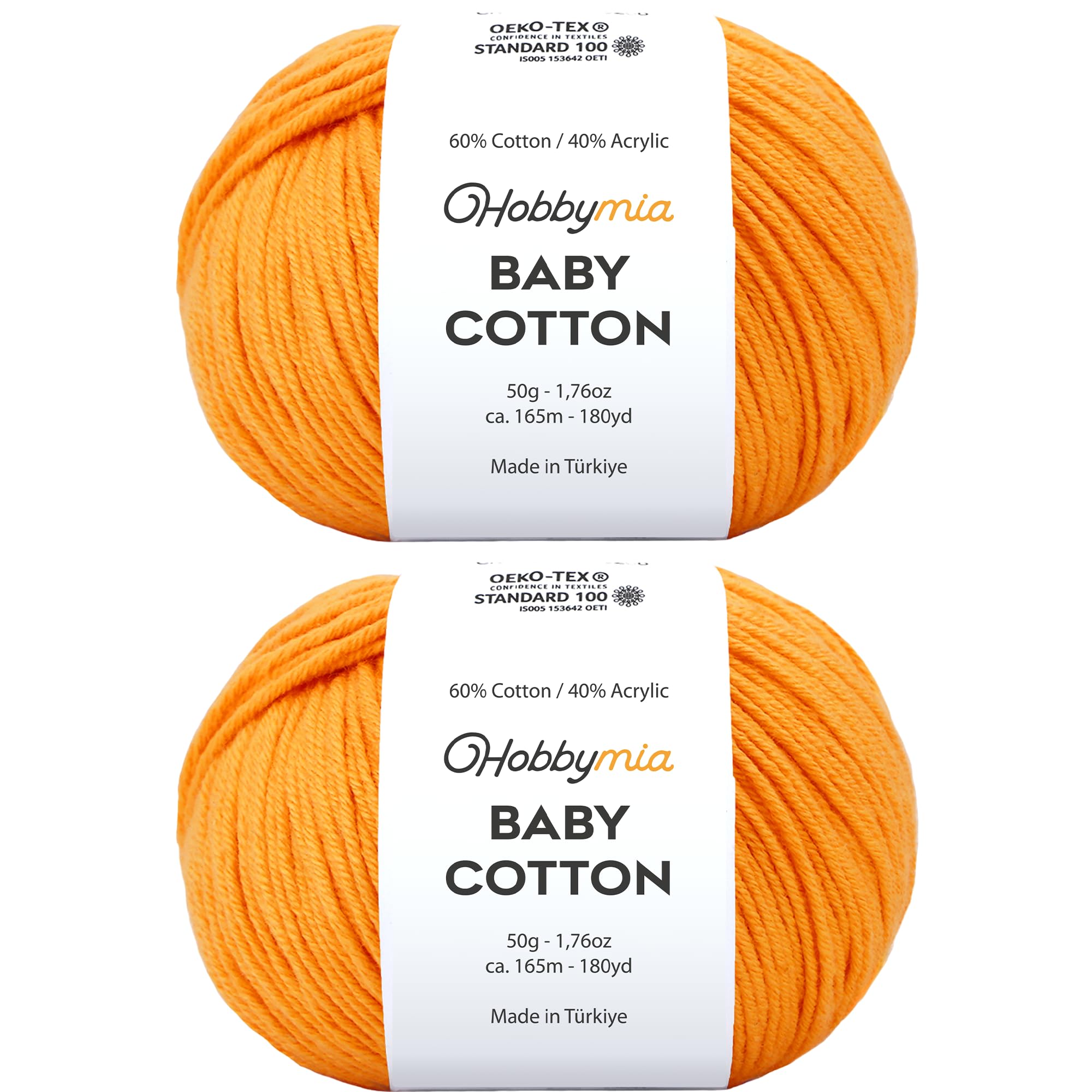 Baby Cotton Blend Yarn – Soft Sport Weight Yarn for Crochet & Amigurumi - 50g/180yds - 60% Cotton 40% Acrylic - Ideal for Baby & Knitting Proj.(Neon Green, 1 Ball) — view 101