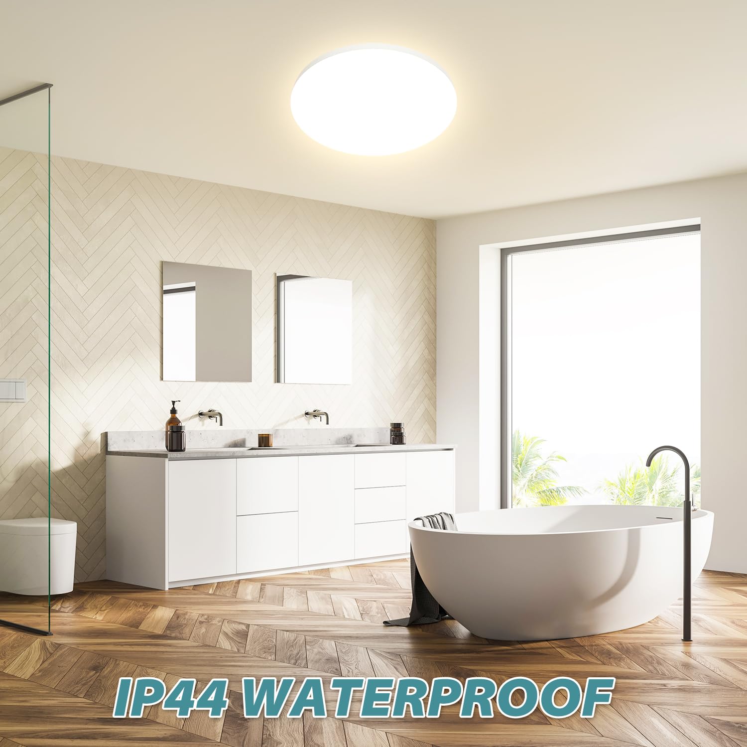 Plafoniera LED Soffitto 24W Lampada da Soffitto 4000K 2000LM Plafoniera Bagno IP44 Impermeabile Ø28CM Rotonda Lampadario LED Moderna Luce Soffitto per Cameretta, Soggiorno, Cucina, Balcone, Corridoio