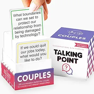 TALKING POINT CARDS Deepen Your Connection with 200 Fun & Engaging Conversation Cards for Couples - Build Intimacy, Strengthen Your Bond & Reignite Romance – Perfect Adult Card Game for Date Nights