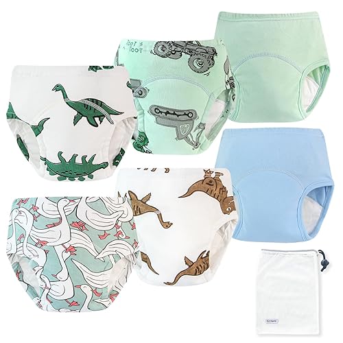 Miniatura 8 de 6 paquetes de ropa interior de absorción para niñas pequeñas, de algodón, reutilizables, para entrenamiento para ir al baño, ropa interior para