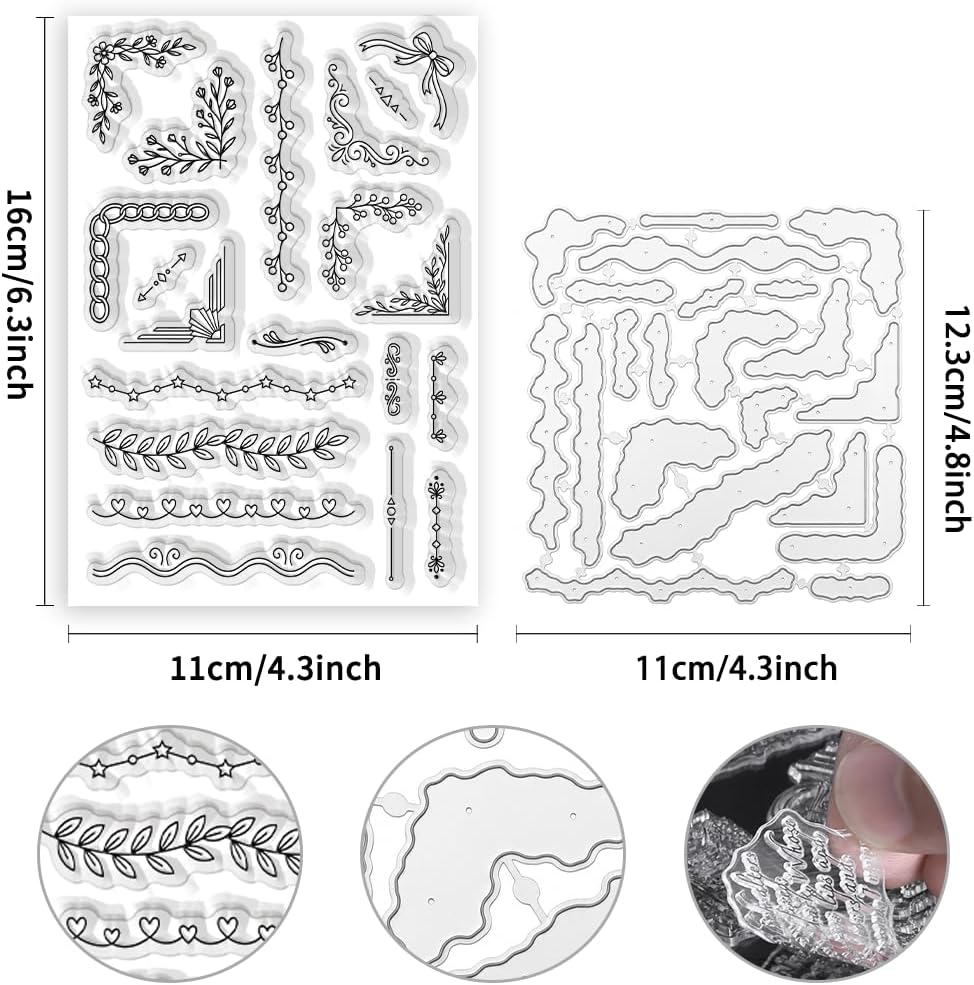 Card Making Supplies, Metal Frame Die Cuts for Card Making with Lace Edge Design, Embossing Stencils and Stamps for Crafts Reusable, Hand Stamps for DIY Envelope Album Scrapbooking Crafting image 2
