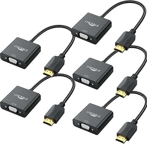 Miniatura 10 de UV-CABLE Adaptador HDMI a VGA, paquete de 10, adaptador HDMI a VGA macho a hembra 1080P para computadora, escritorio, laptop, PC, monitor,