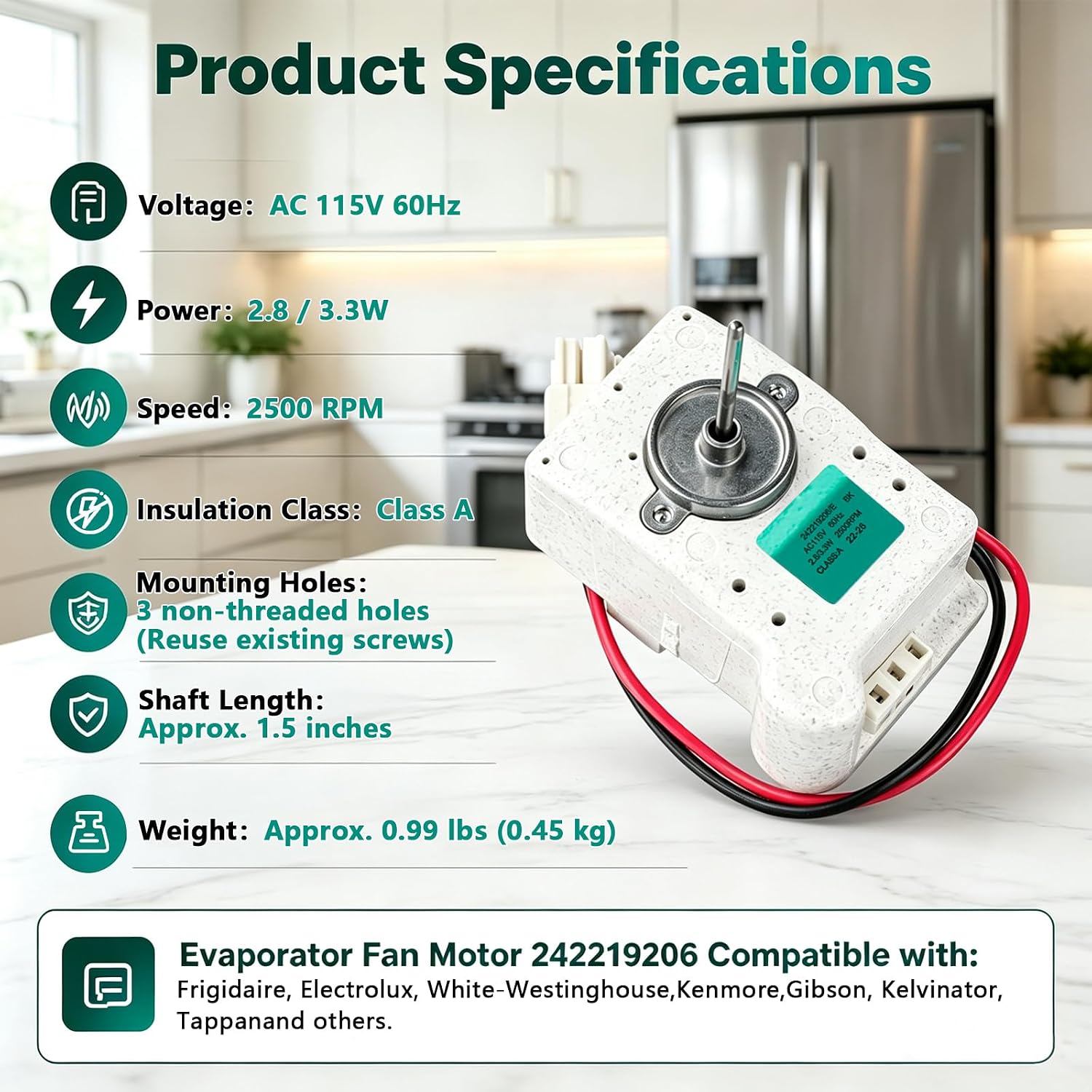 242219206 Refrigerator Evaporator Fan Motor