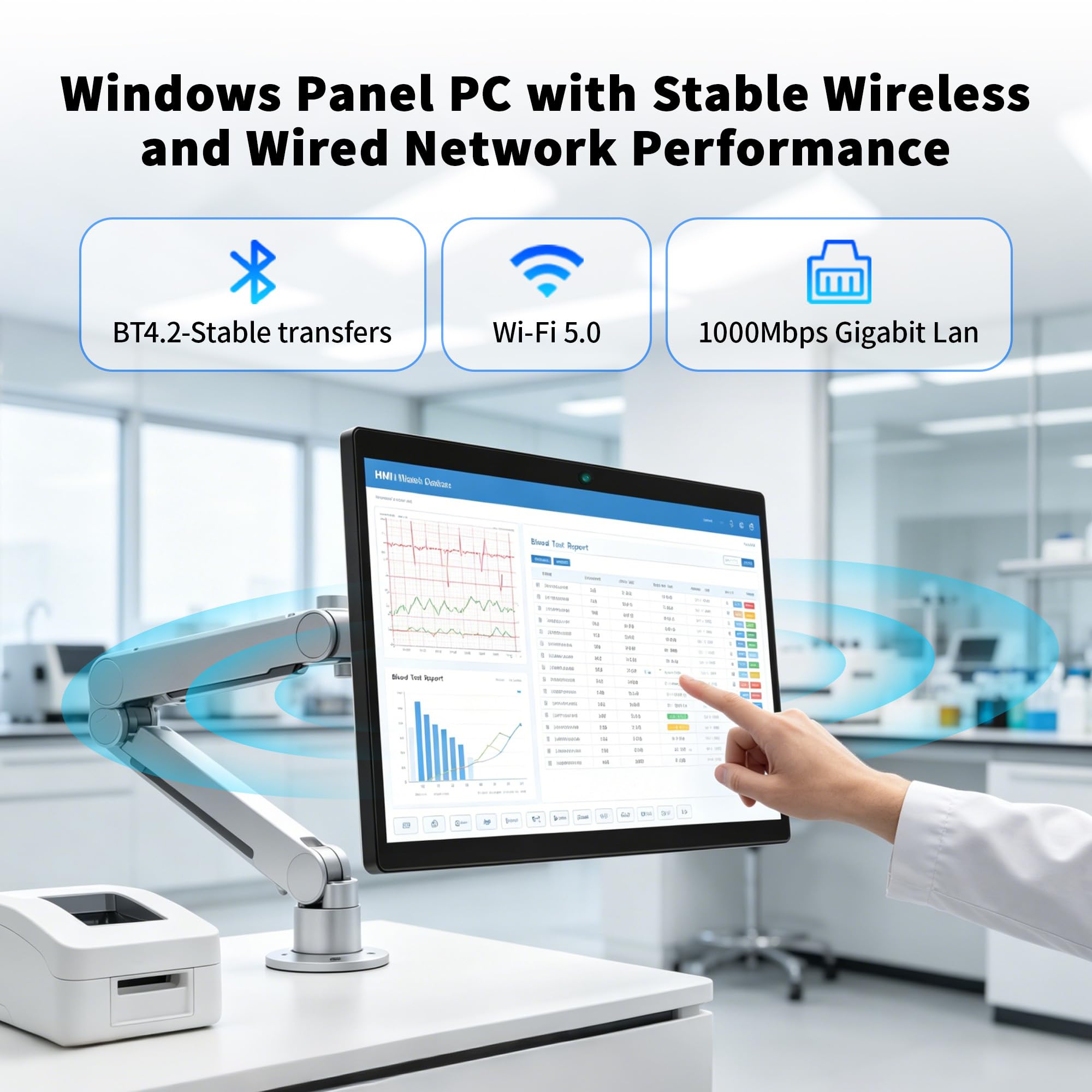 Industrial Pannello PC Win11 Pro Industrial Touch PC, 15,6" Schermo Tattile Tablet Panel All-in-One con Fotocamera Integrata 5MP, N5095 8GB RAM 128GB ROM, 1920 * 1080, Tipo C, HDMI, USB3,0