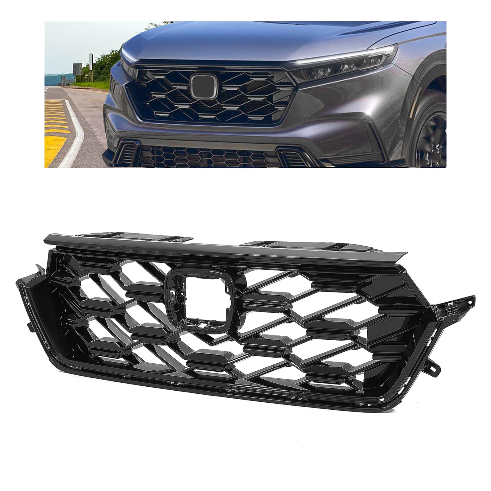 Transform Your 2023-2024 Honda CR-V Instantly with HECASA Front Bumper Grille – Durable Black Painted ABS