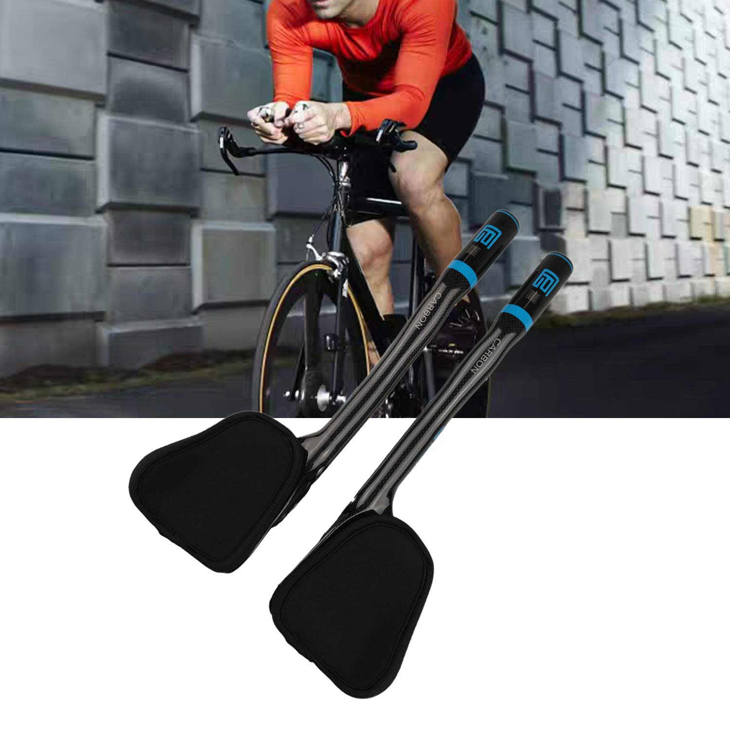 PLATT Manillar de Bicicleta de Triatlón 3K Carbono Tri Bar apoyabrazos TT Manillar para MTB Bicicleta de Carretera, 31,8 mm