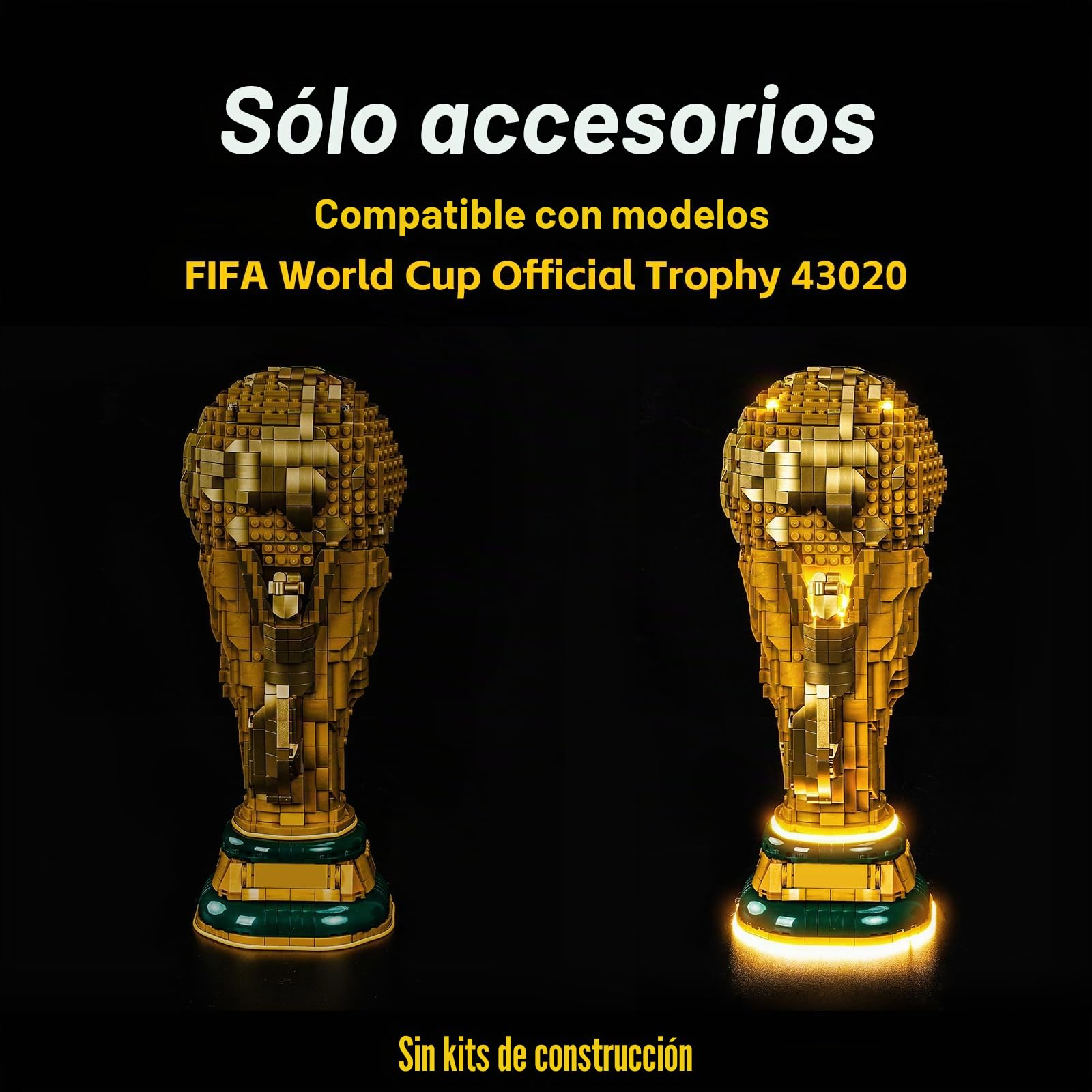 Juego de luces LED compatible con Lego FIFA World Cup Official Trophy 43020 (no modelo), juego de iluminación decorativa compatible con Lego 43020 FIFA World Cup Official Trophy