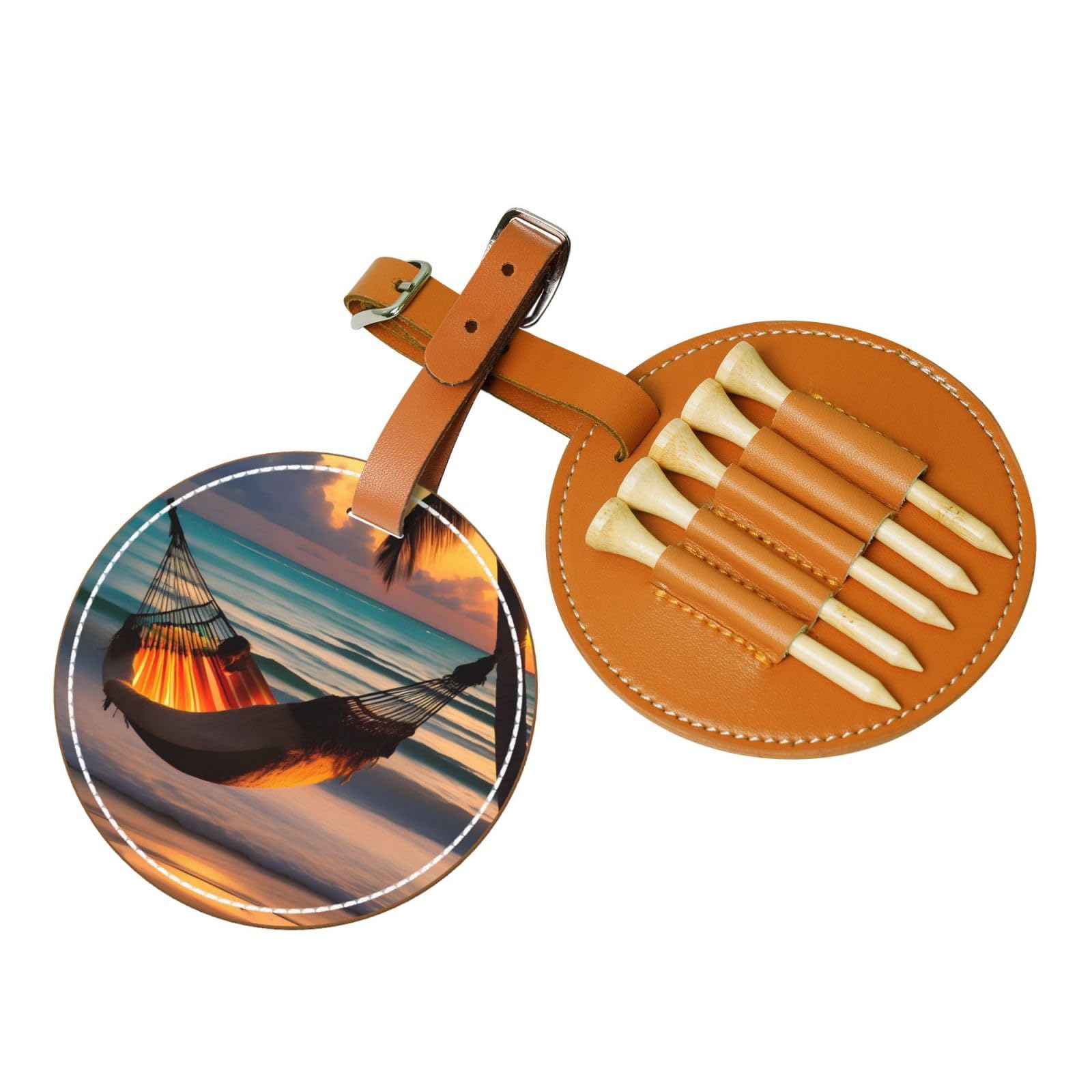 WXXWXD Sunset beach hammock Printed Golf Tee Storage Bag - Portable Storage, Easily Organize Tees