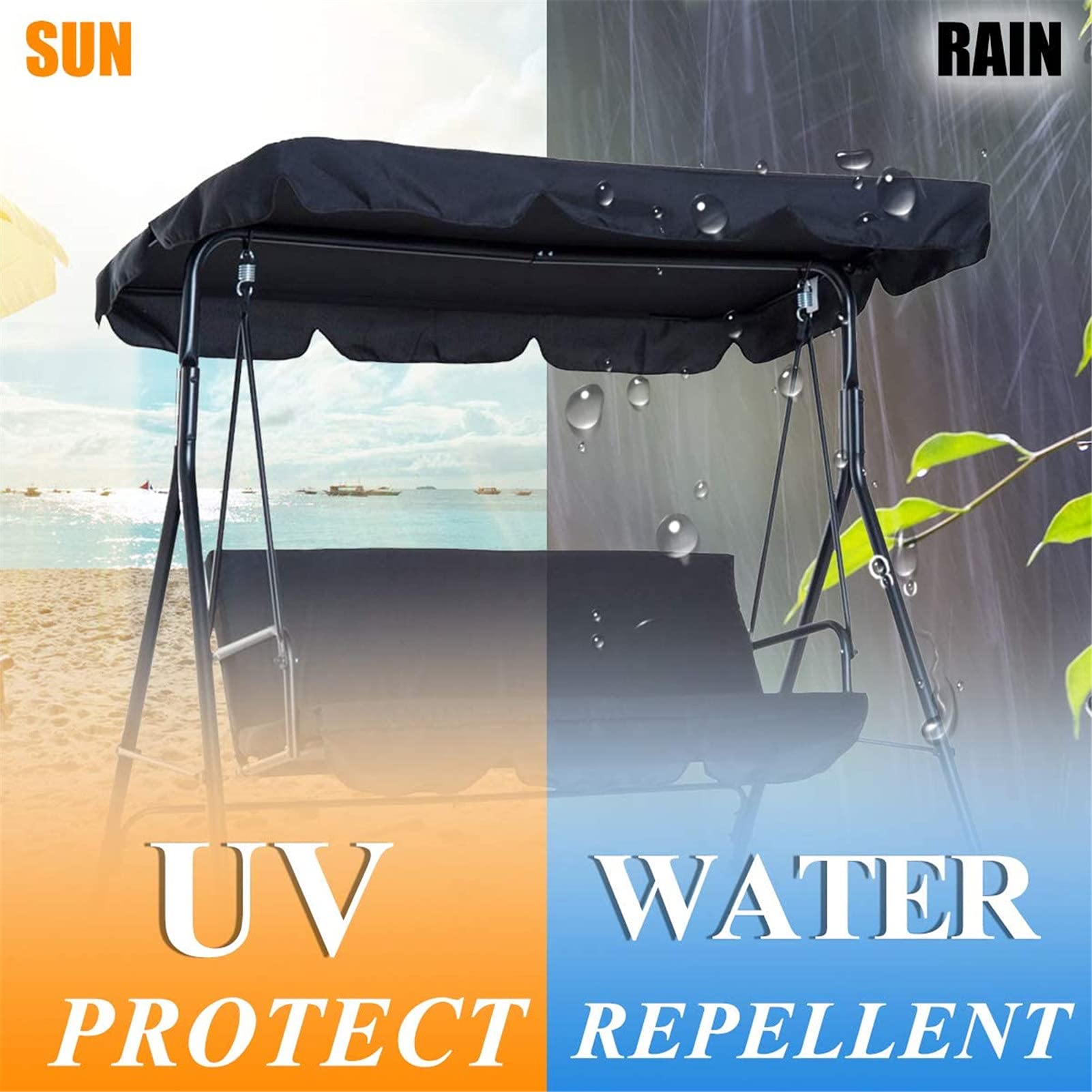 Tettuccio Di Ricambio Per Dondolo Da Giardino YFFS - Impermeabile, Anti-UV, 195x125x15cm, Colore Beige - Foto 7