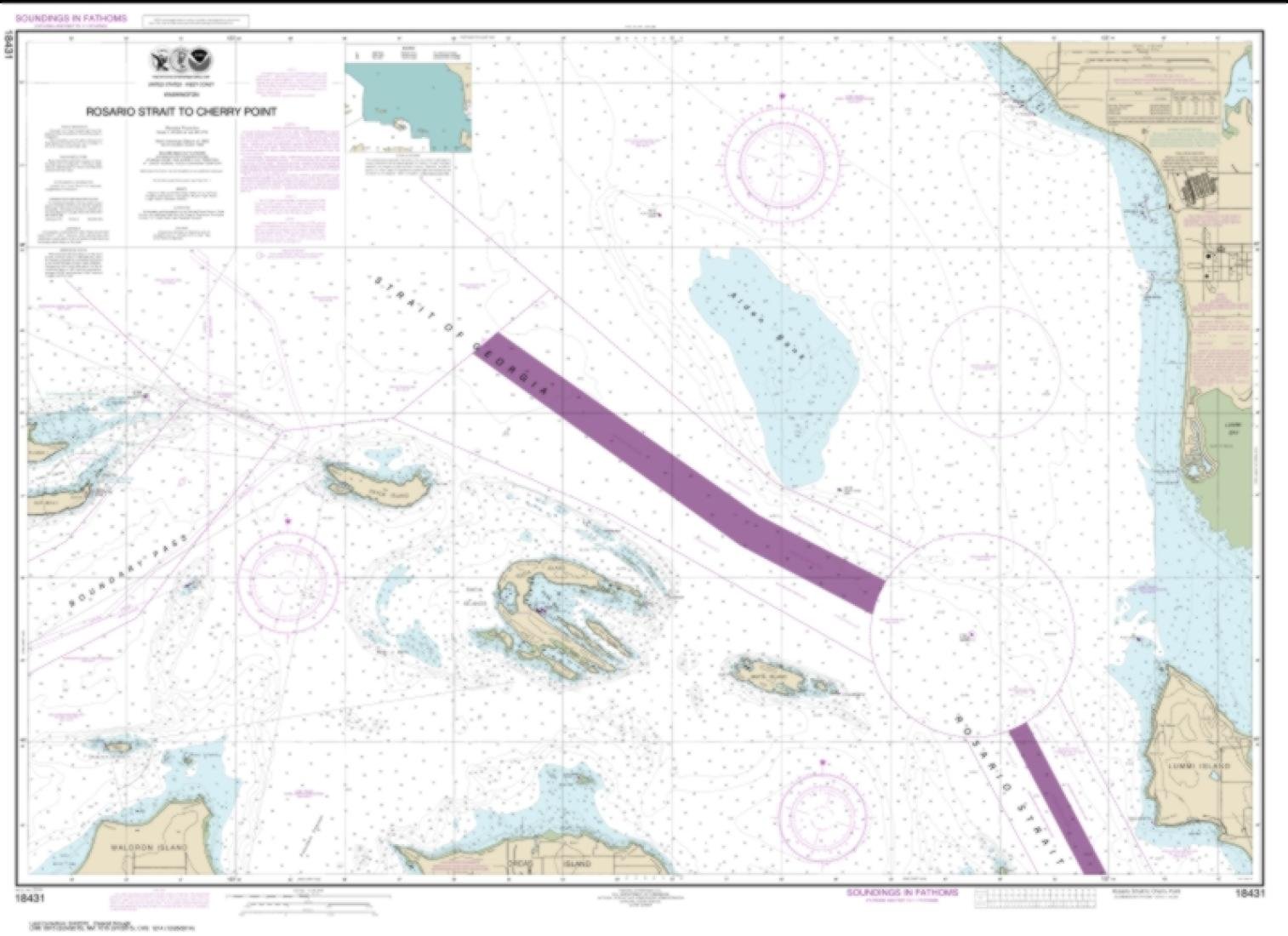 NOAA Chart 18431-Rosario Stait to Cherry Point- Water-Resistant - by East View Geospatial-picture-25