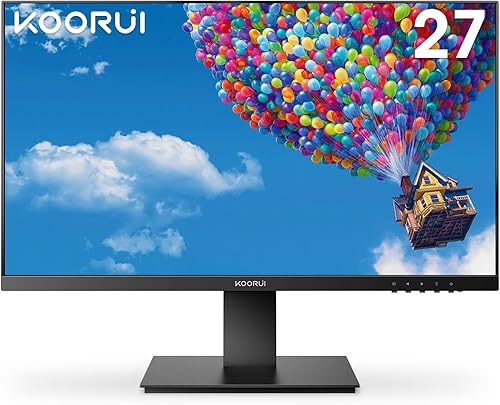 KOORUI 27 Inch FHD Monitor, Computer Monitors Full HD(1920 x 1080p) IPS Display 75Hz, HDMI, VGA, 5ms Response Time, 75 x 75 mm VESA Mountable,