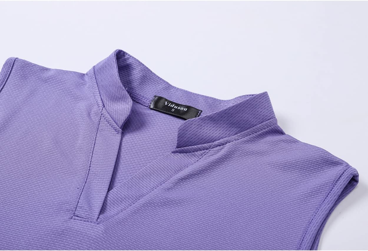 Womens Sleeveless V Neck Golf Polo Shirts - Image 3