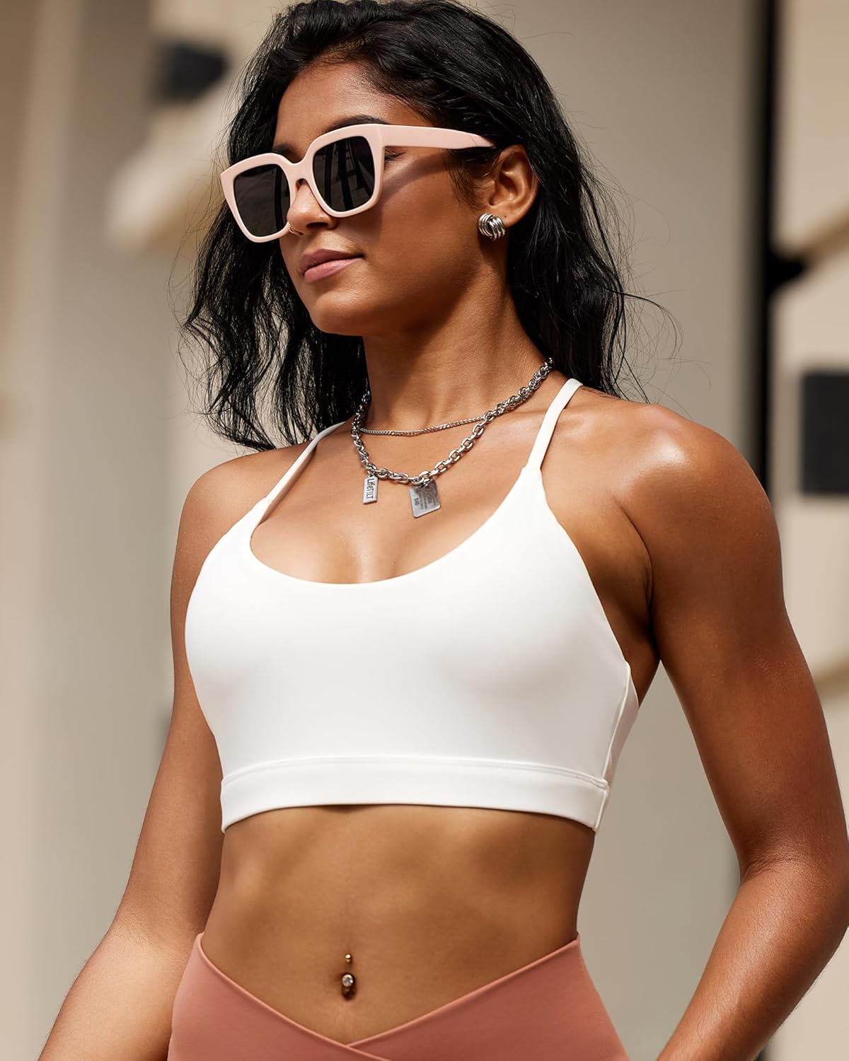 RUNNING GIRL Womens Workout Seamless Bra, Push Up Sports Bras for Women High Support Moulded Cup Racerback Yoga Bra - Image 4