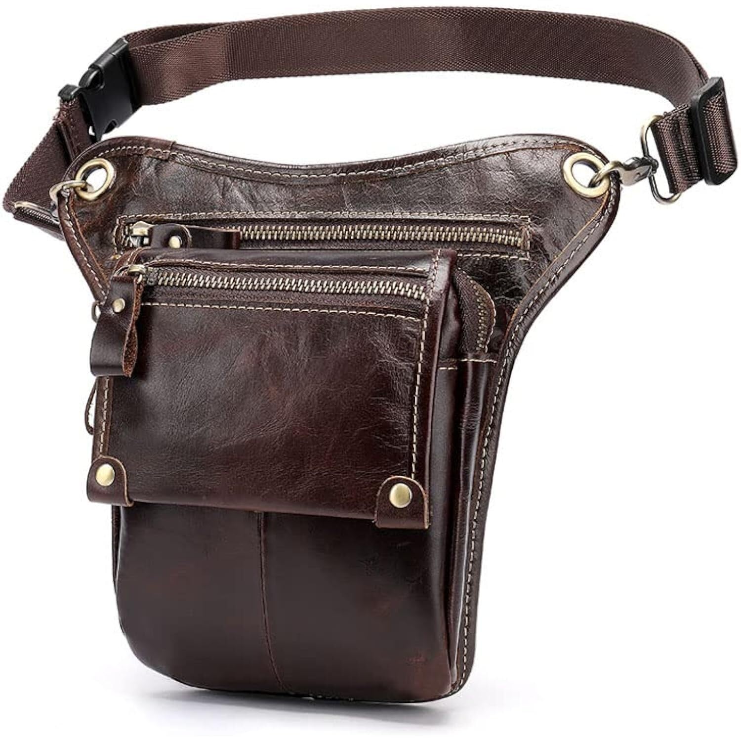 Pernera Moto Bolsa De Pierna,Bolso Muslo Cinturón/Bolso Hombre Motocicleta Cuero Genuino Cintura Pantalón Y Mujer Cinturón(7)