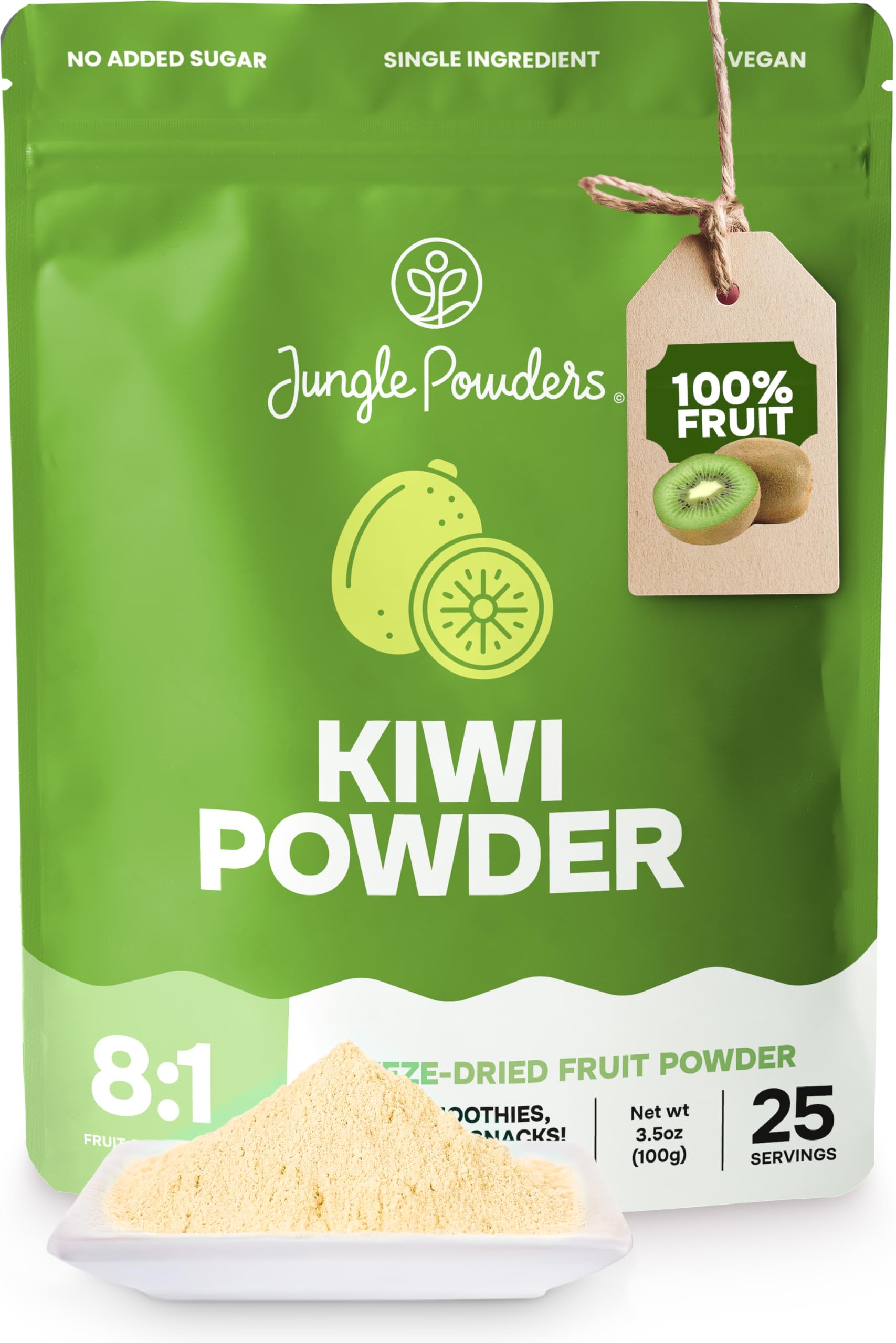 Jungle Powders Kiwi Fruit Powder 3.5 Ounce Bag Freeze Dried Kiwi Smoothie Whole Fruit Juice Powder for Baking Unsweetened Flavoring Kiwis Freeze Dried Fruit Powder for Cooking Supplement Extract