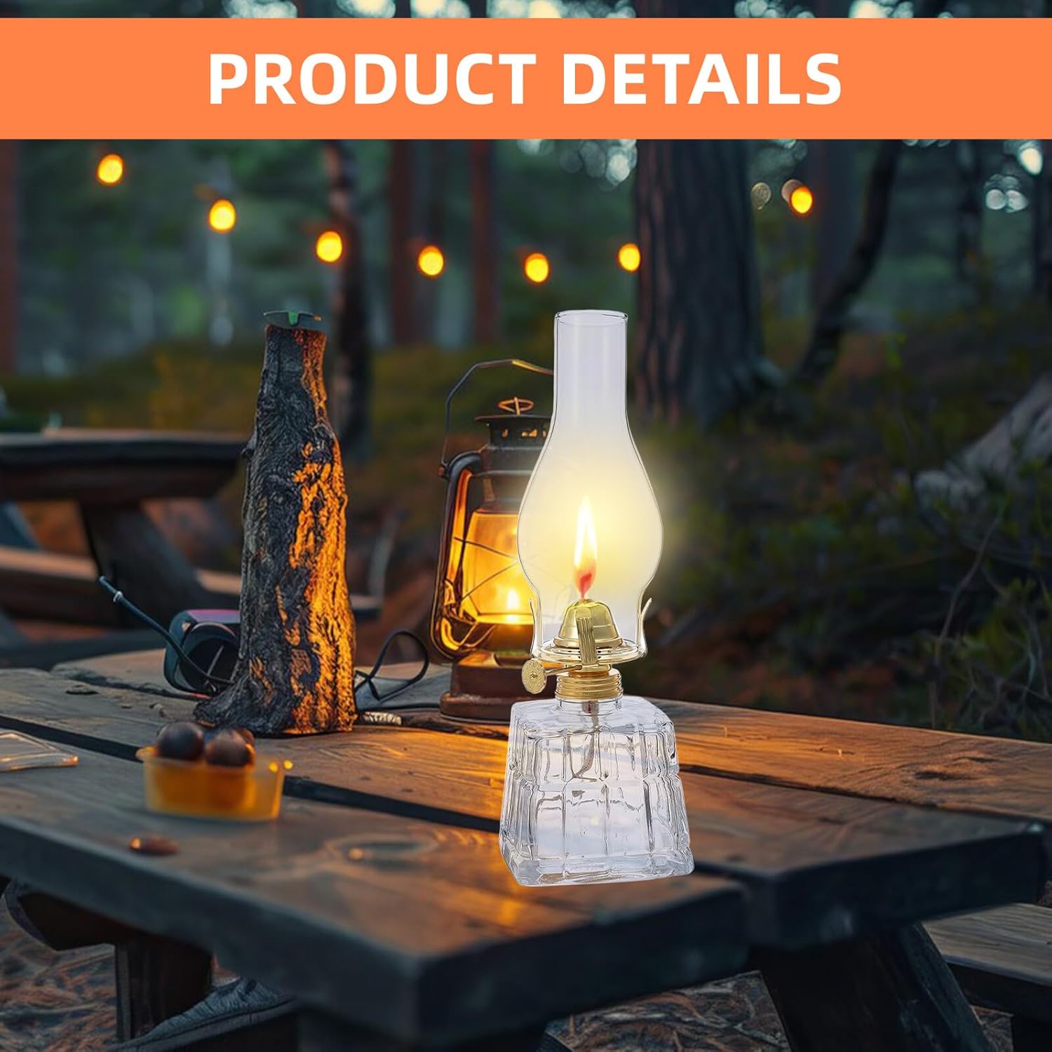 Vintage Kerosene Oil Lamp Lantern Glass Windproof Hurricane Oil Lantern Indoor and Outdoor Use White Glass Home Décor Emergency Lighting