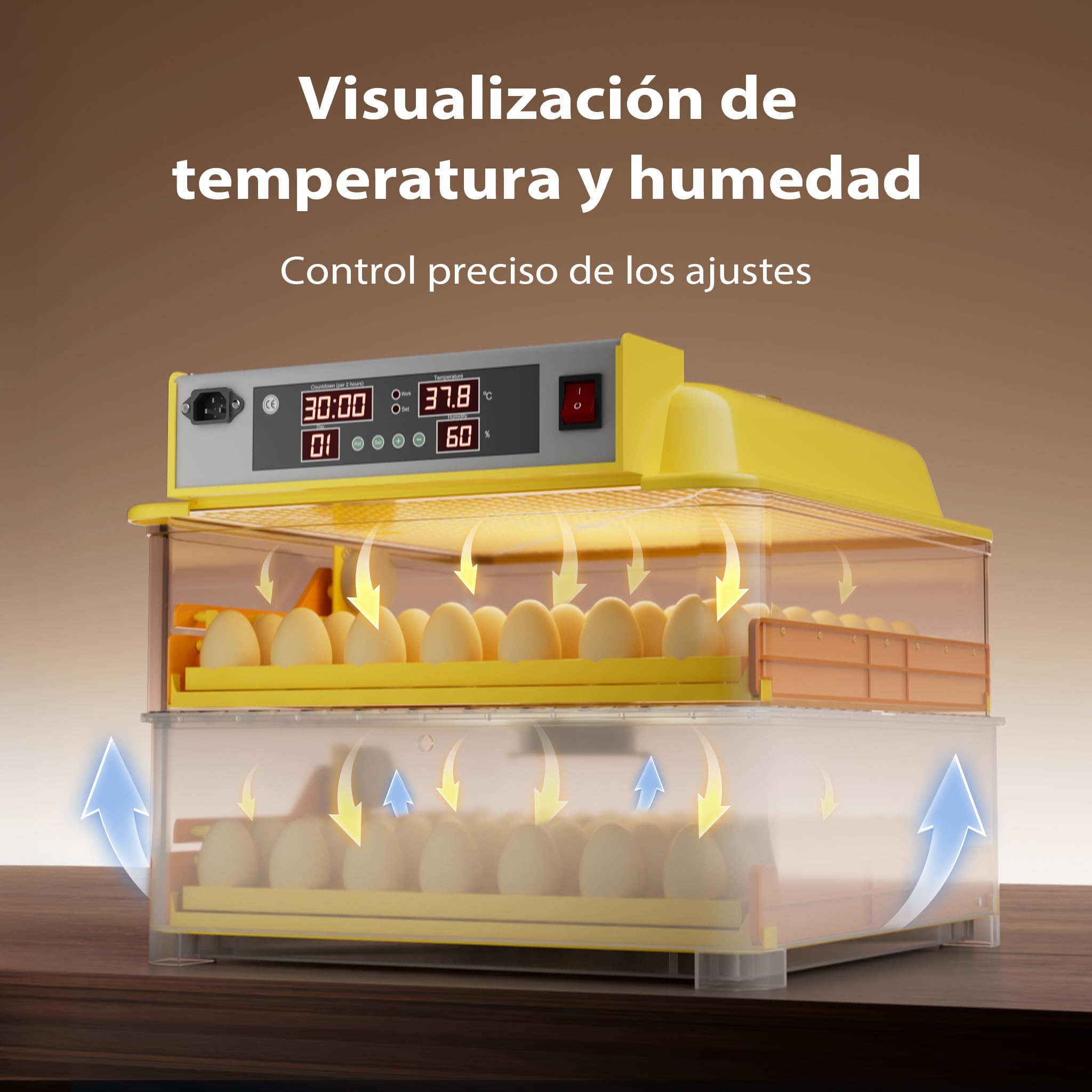 Incubadora 112 huevos automática Incubación Criadero Control Temperatura Nacedora Aves