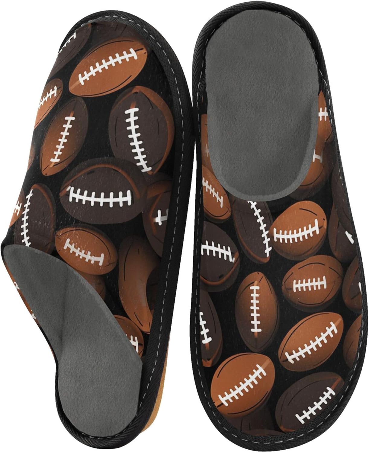 Football House Slippers – Cozy Fuzzy Slippers for Guests, Washable & Disposable, Perfect for Shoeless Home, Spa & Hotel Use A111495