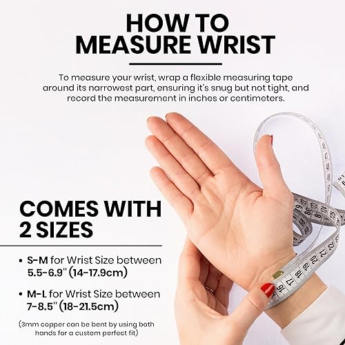 Miniatura 8 de DEMMEX Pulsera de cobre de 0.118 pulgadas de grosor para hombres y mujeres Brazalete de cobre turco sólido 100% puro, calibre pesado y sin