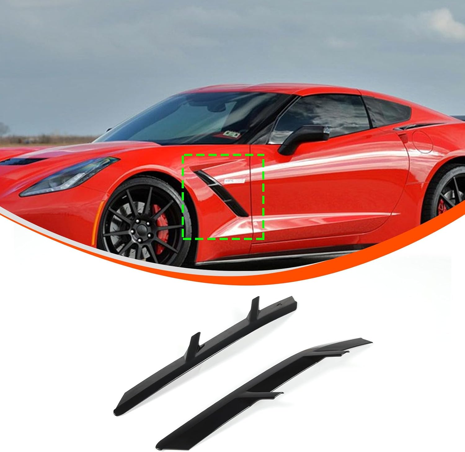 Front Left Right Fender Side Body Vent,Compatible with 2014-2019 Chevy Corvette C7 Side Body Vent, Exterior Accessories Auto Fenders (PIANO BLACK)